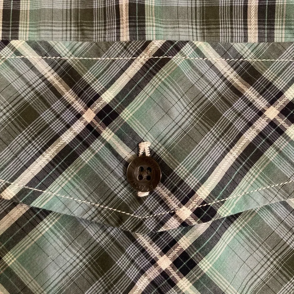 Lacoste Mens‎ Modern Fit Button Up Shirt Long Sleeve Size 45 Plaid Front Pockets